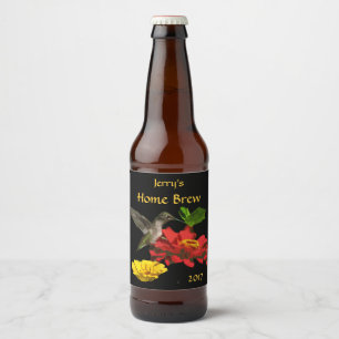 Étiquette Pour Bouteilles De Bière Fleur de jardin rouge avec Étiquette de bière de c