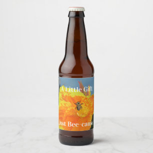 Étiquette Pour Bouteilles De Bière Fleur Photo avec Abeille Orange Canne Jaune Lily