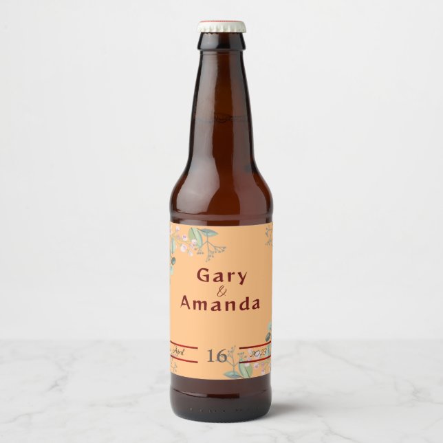 Étiquette Pour Bouteilles De Bière Fleurs avec feuilles    (Devant)