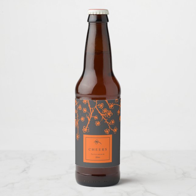 Étiquette Pour Bouteilles De Bière Fleurs lumineuses modernes (Devant)