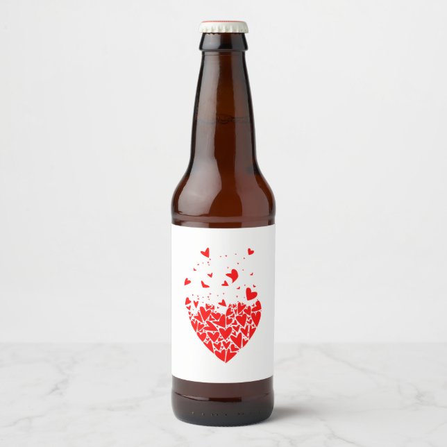 Étiquette Pour Bouteilles De Bière Flyaway Love Hearts (Devant)