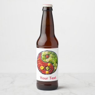 Étiquette Pour Bouteilles De Bière Fruits et légumes Love yin yang symbole