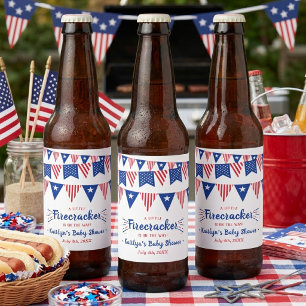 Étiquette Pour Bouteilles De Bière Fusée sur le chemin ! 4 juillet Baby Shower