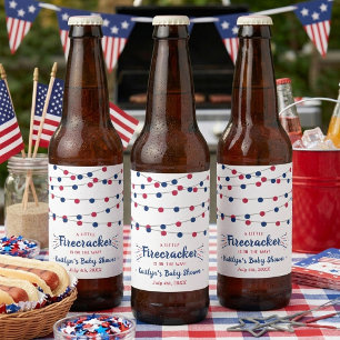 Étiquette Pour Bouteilles De Bière Fusée sur le chemin ! 4 juillet Baby Shower