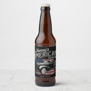 Étiquette Pour Bouteilles De Bière Garage de voiture américaine vintage personnalisé