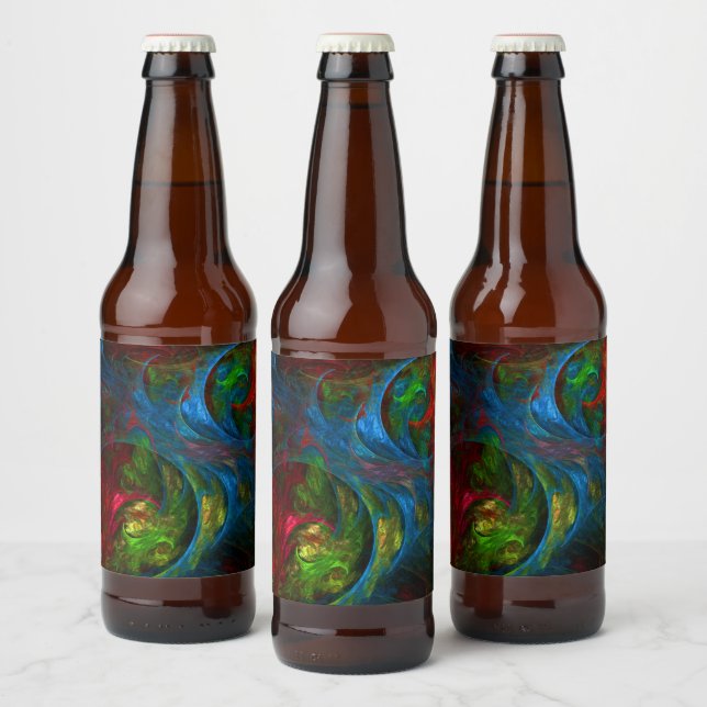 Étiquette Pour Bouteilles De Bière Genèse Bleu Art Abstrait (Bouteilles)