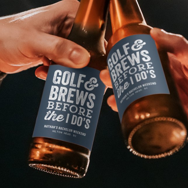 Étiquette Pour Bouteilles De Bière Golf et bières avant l'enterrement de vie de garço (Créateur téléchargé)