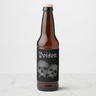 Étiquette Pour Bouteilles De Bière Gothique Noir Crâne Poison Halloween Décor de fête