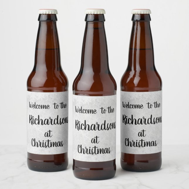 Étiquette Pour Bouteilles De Bière Gray gel personnalisé Accueil de Noël de famille (Bouteilles)