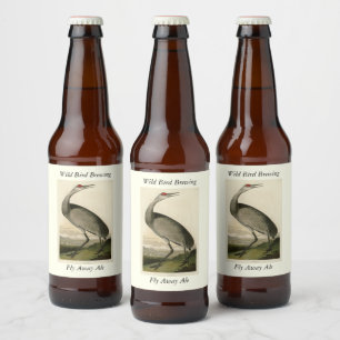 Étiquette Pour Bouteilles De Bière Grue de Sandhill d'Audubon's Birds of America