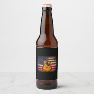 Étiquette Pour Bouteilles De Bière Guitar 4th of July Venin American Flag USA - Count