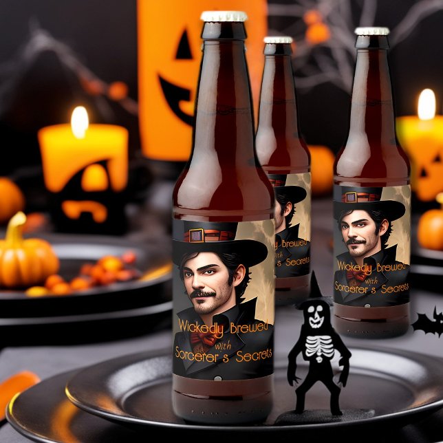Étiquette Pour Bouteilles De Bière Halloween brassé avec les secrets de Sorcerer (Créateur téléchargé)