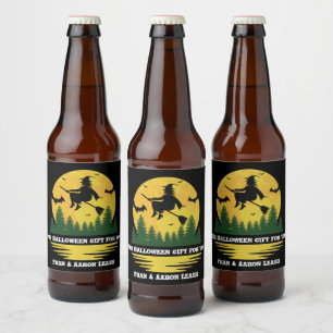 Étiquette Pour Bouteilles De Bière Halloween Caution Sorcière Traversée Flying Brooms
