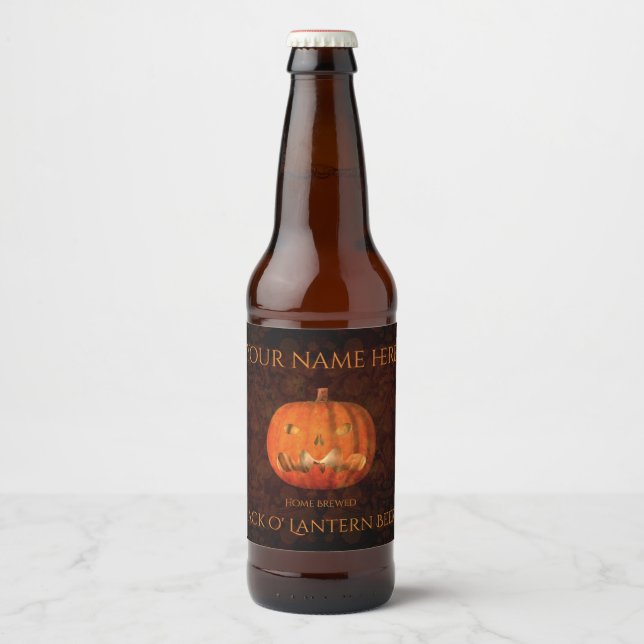 Étiquette Pour Bouteilles De Bière Halloween citrouille élégant (Devant)