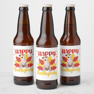 Étiquette Pour Bouteilles De Bière Happy Thanksgiving Turkey | Whippet lover Gift