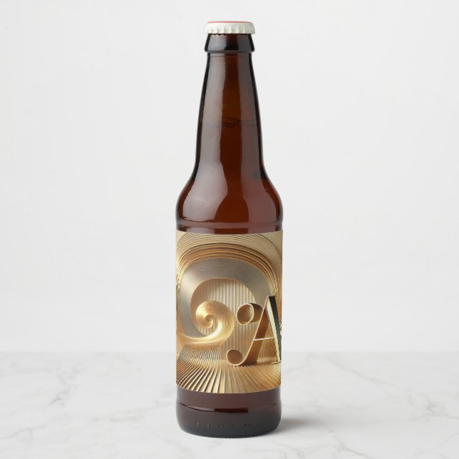 Étiquette Pour Bouteilles De Bière Harmonie dorée (Devant)
