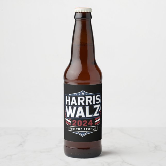 Étiquette Pour Bouteilles De Bière HarrisWaltz 2024 Shirt KamalaHarris TimWaltz 2024 (Devant)