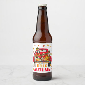 Étiquette Pour Bouteilles De Bière Hello Autumn Fall Beagle Dog Thanksgiving Pumpkin