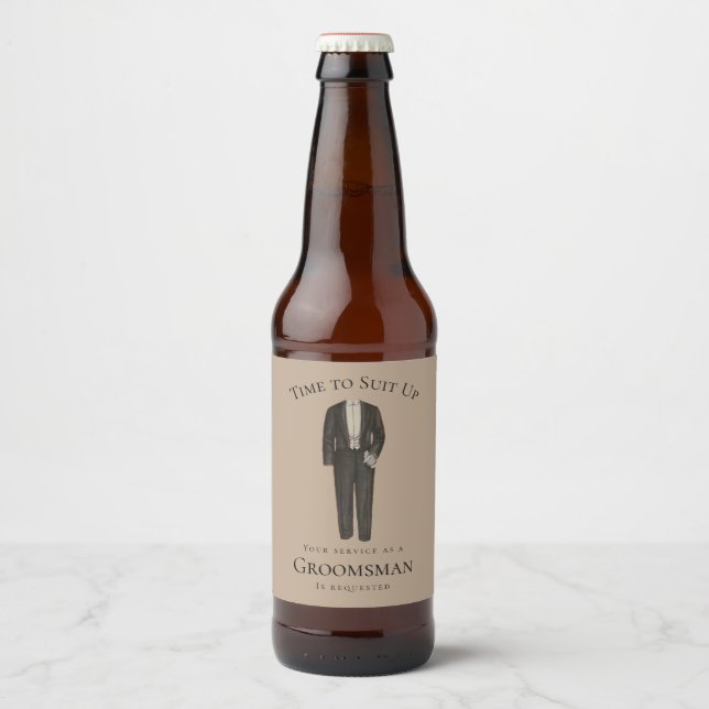 Étiquette Pour Bouteilles De Bière Heure de proposition Groomsman pour s'adapter Tuxe (Devant)