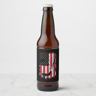 Étiquette Pour Bouteilles De Bière Hockey Drapeau Américain Sports Rétro Vintage