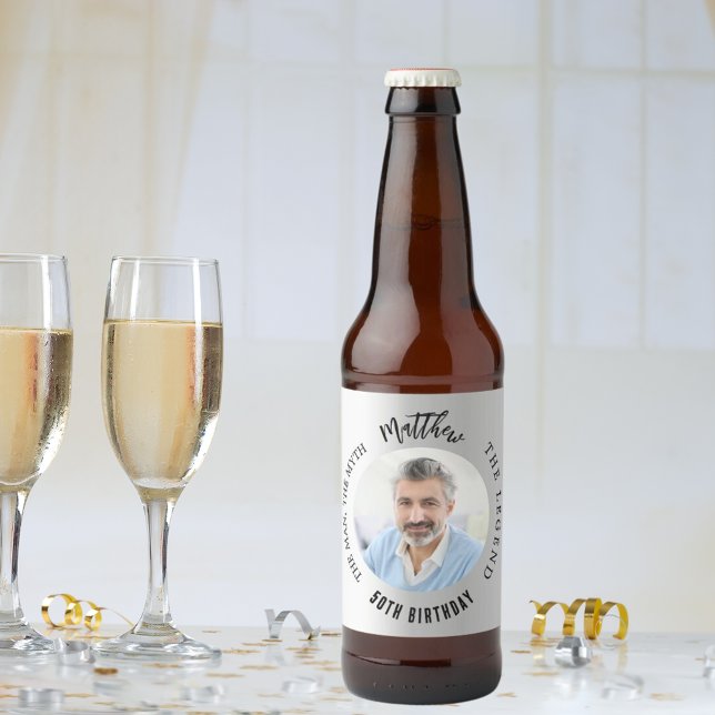 Étiquette Pour Bouteilles De Bière Homme mythe légende photo argent fête d'anniversai (Créateur téléchargé)