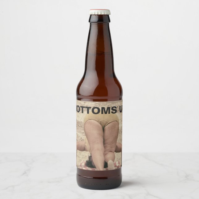 Étiquette Pour Bouteilles De Bière Humour De Plage En Bas Du Bikini Rétro (Devant)