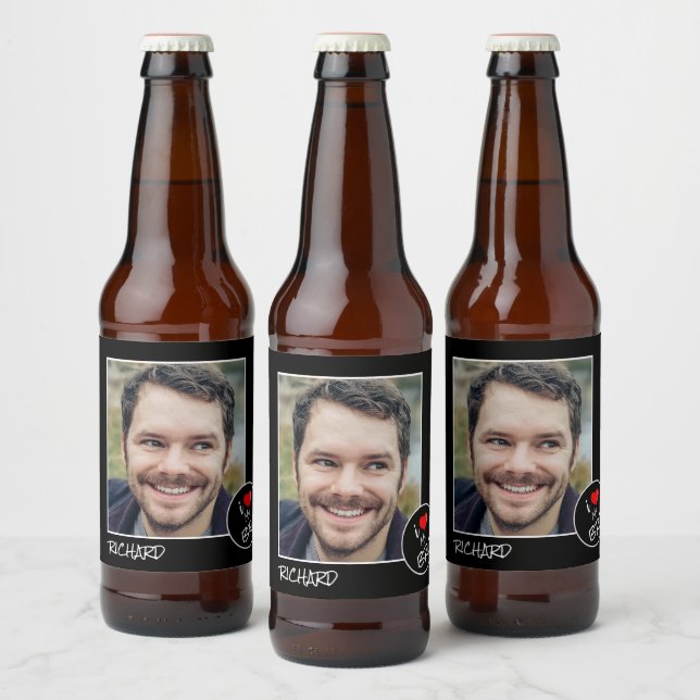 Étiquette Pour Bouteilles De Bière I Love My Bro, Custom Photo - Personnalisé (Bouteilles)