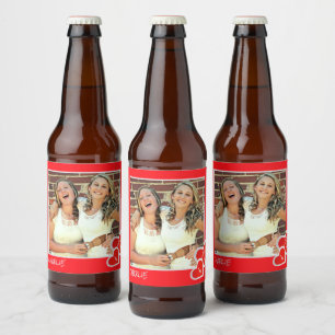 Étiquette Pour Bouteilles De Bière I Love U, Coeurs mignons - Photo personnalisée