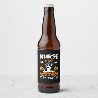 Étiquette Pour Bouteilles De Bière Infirmière d'Halloween par sorcière de jour par nu