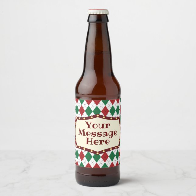 Étiquette Pour Bouteilles De Bière Jacquard de Noël Motif (Devant)