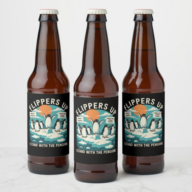 Étiquette Pour Bouteilles De Bière Je me dresse avec les manchots drôle résiste  (Bouteilles)