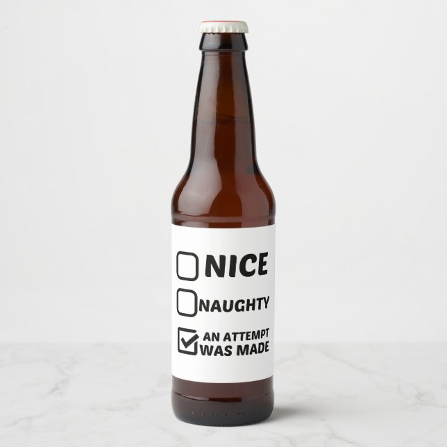 ÉTIQUETTE POUR BOUTEILLES DE BIÈRE JOLIE NEUGHTY UNE TENTATIVE A ÉTÉ FAITE (Devant)