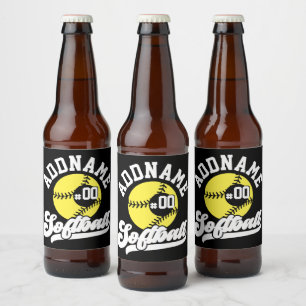 Étiquette Pour Bouteilles De Bière Joueur de softball personnalisé AJOUTER LE NOM Équ