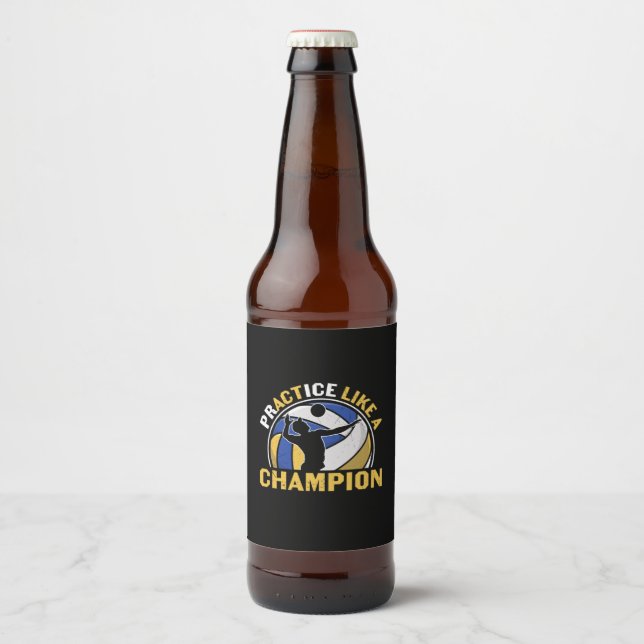 Étiquette Pour Bouteilles De Bière Joueur de volley-ball | Pratiquer Comme Un Champio (Devant)
