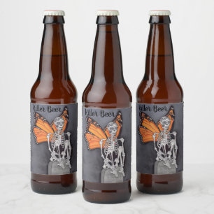 Étiquette Pour Bouteilles De Bière Journée personnalisée du squelette d'Halloween d
