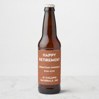 Étiquette Pour Bouteilles De Bière Joyeuse retraite Employé de Red Brick Construction