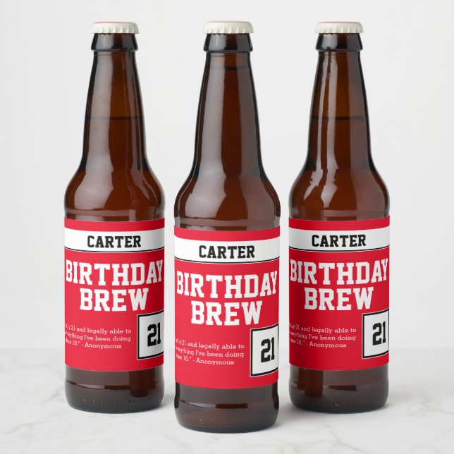 Étiquette Pour Bouteilles De Bière Joyeux 21e anniversaire brasse (Bouteilles)