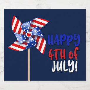 Étiquette Pour Bouteilles De Bière Joyeux 4 juillet ! Pinwheel patriotique