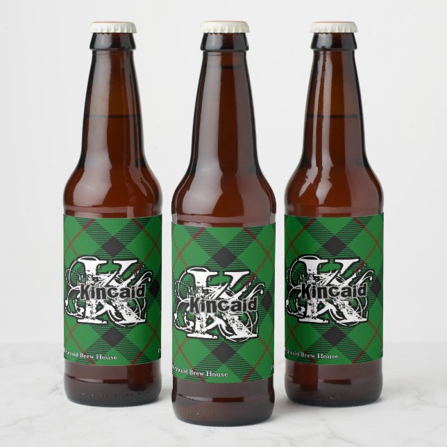 Étiquette Pour Bouteilles De Bière Joyeux écossais Clan Kincaid Tartan Monogramme (Bouteilles)