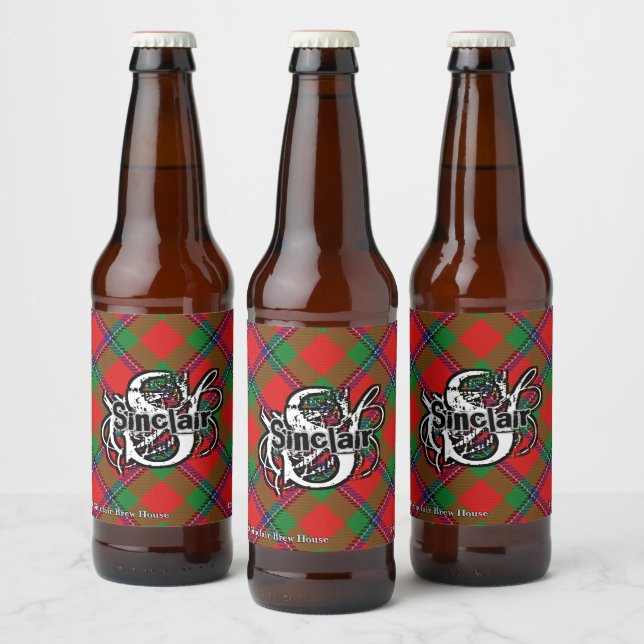 Étiquette Pour Bouteilles De Bière Joyeux Écossais Clan Sinclair Tartan Monogram (Bouteilles)