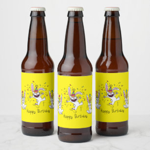 Étiquette Pour Bouteilles De Bière Joyeux lapins lapins de Bunny Birthday Bière Étiqu