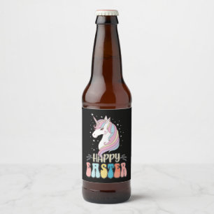 Étiquette Pour Bouteilles De Bière Joyeux Oeufs de lapin de lapin de la licorne de Pâ