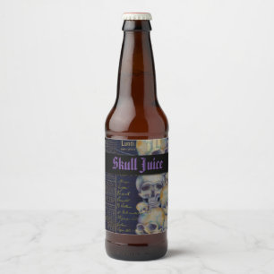 Étiquette Pour Bouteilles De Bière Jus de crâne Éffrayant vintage d'Halloween