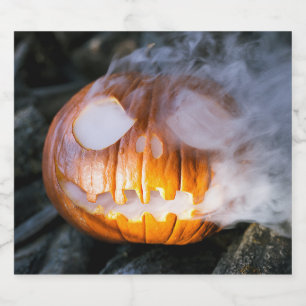 Étiquette Pour Bouteilles De Bière La tête Jack-o-Lantern d'un cavalier sans tête
