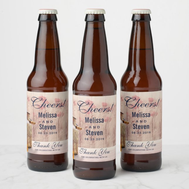Étiquette Pour Bouteilles De Bière Lait rustique peut Mariage campagnard Merci (Bouteilles)