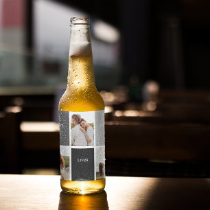 Étiquette Pour Bouteilles De Bière L'amour vit ici   Cadeau Famille Trois Photo