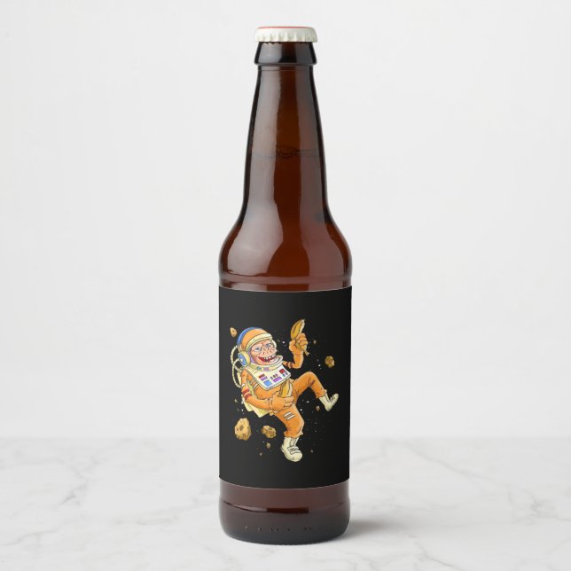 Étiquette Pour Bouteilles De Bière L'astronaute Monkey Space (Devant)