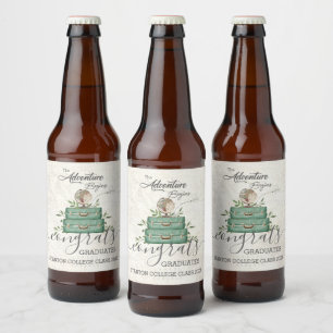 Étiquette Pour Bouteilles De Bière L'aventure commence à Voyage Graduation Favoriser