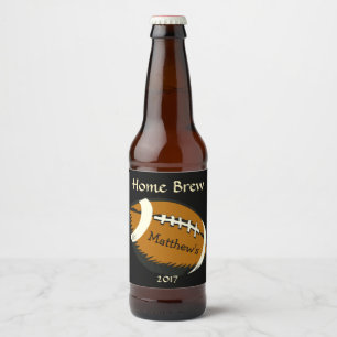 Étiquette Pour Bouteilles De Bière Le football noir et Brown folâtre l'étiquette de