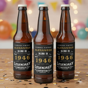 Étiquette Pour Bouteilles De Bière Légende pour 80e anniversaire Né en 1946 Vintage N